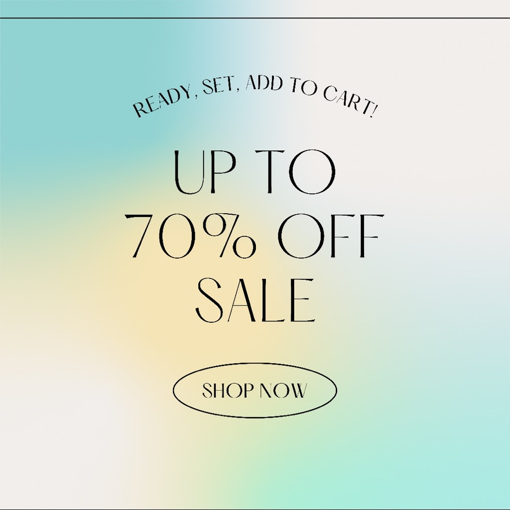 Everything is up to 70% off the retail price.